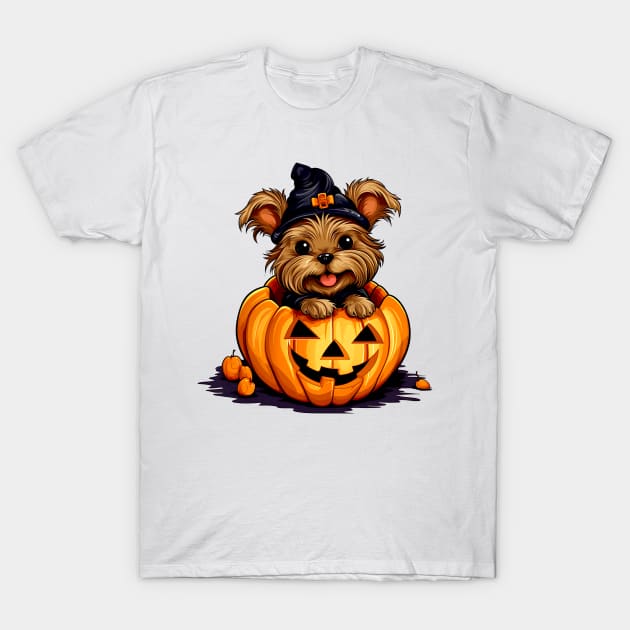 Yorkshire Terrier Dog inside Pumpkin #2 T-Shirt by Chromatic Fusion Studio